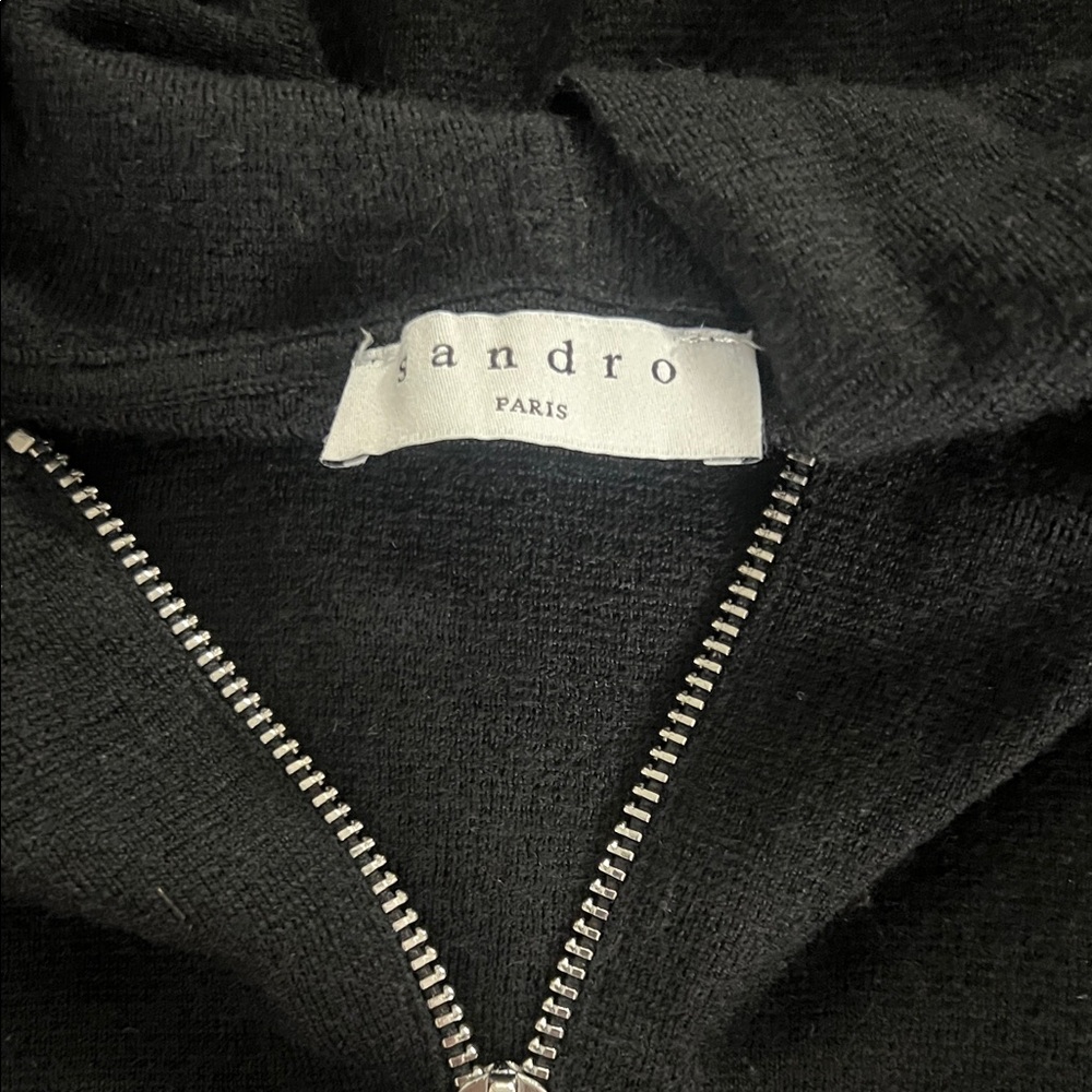 Sandro Black Zippered Knit Top